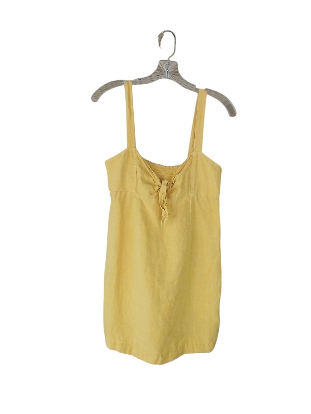 Three Dots Yellow 100% Linen Tie Front Sleeveless Tunic Small
